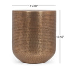 Table d'appoint tambour en aluminium style bohème, fabriquée à la main par Christopher Knight Home - 15,00 L x 15,00 l x 17,50 H