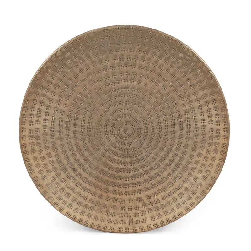 Table d'appoint tambour en aluminium style bohème, fabriquée à la main par Christopher Knight Home - 15,00 L x 15,00 l x 17,50 H