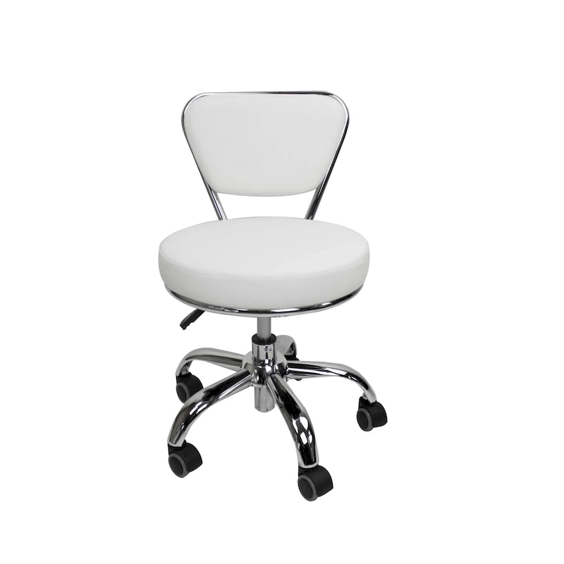 Tabouret bas Dayton réglable de 13 à 15 pouces, chaise roulante avec dossier, blanc - Non disponible