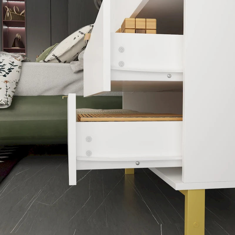 Commode Timechee à 3 tiroirs, 75,4 cm de hauteur, noire, avec table d'appoint