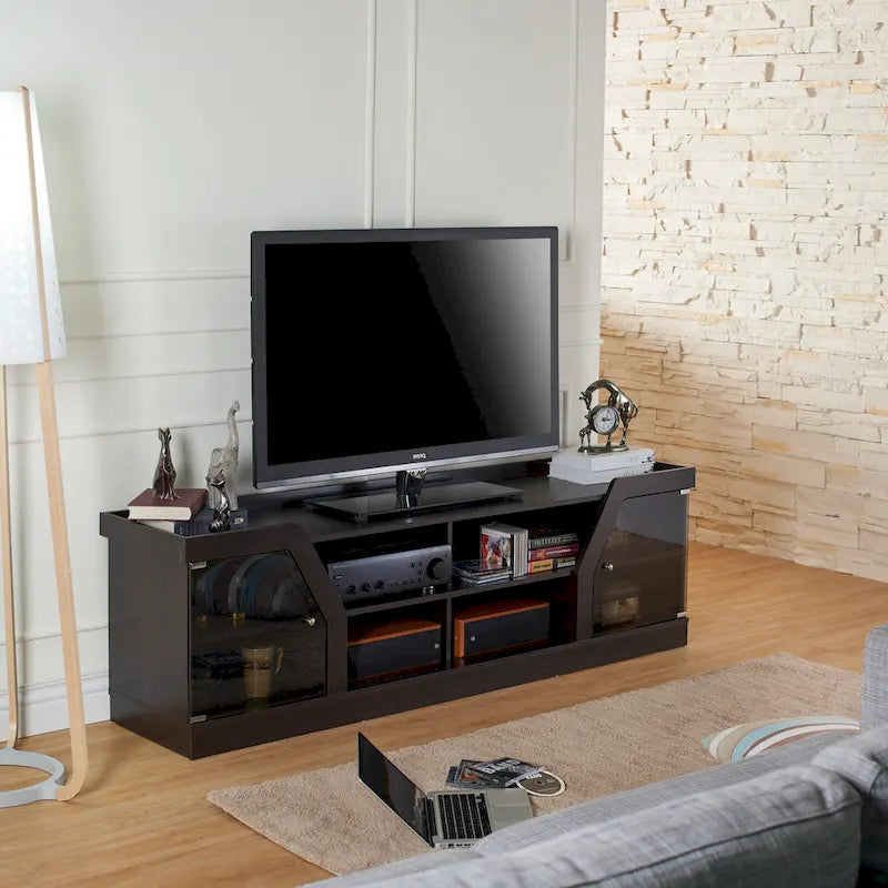 DH BASIC Modern Espresso 71   Wide Entertainment Center by Denhour