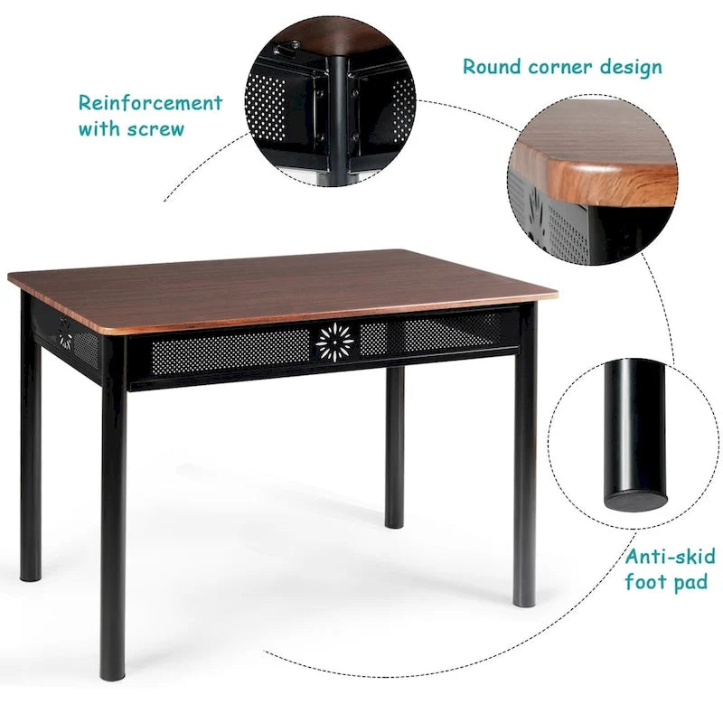 Ensemble de salle à manger 5 pièces en bois et métal, table et chaises, mobilier de cuisine