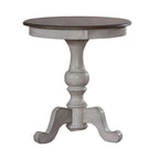 Table d'appoint ronde Ocean Isle en pin vieilli et blanc antique