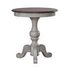 Table d'appoint ronde Ocean Isle en pin vieilli et blanc antique