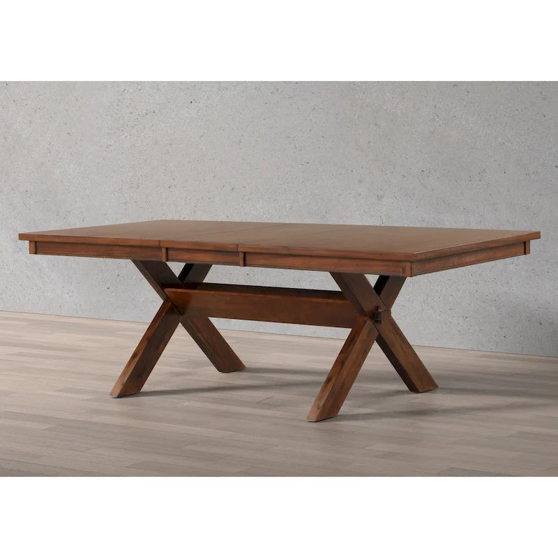 Table de salle à manger extensible Roundhill Furniture Karven en bois avec rallonge, noisette foncé