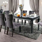 Silver Orchid Amann Contemporary Black 84-inch Glass Top Dining Table