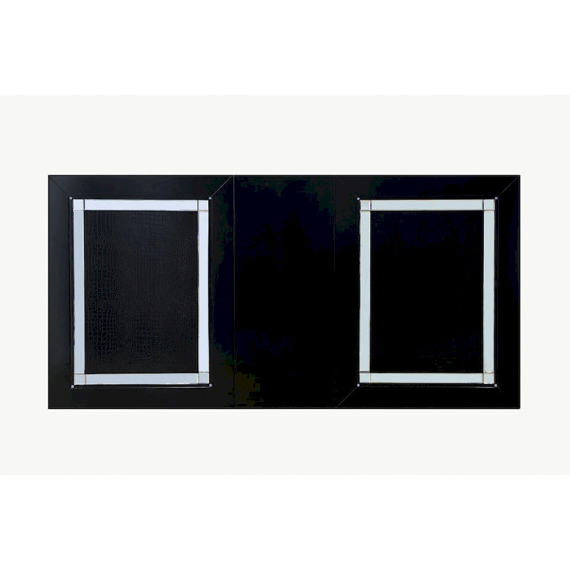 Table de salle à manger contemporaine Silver Orchid Amann avec plateau en verre noir de 84 pouces