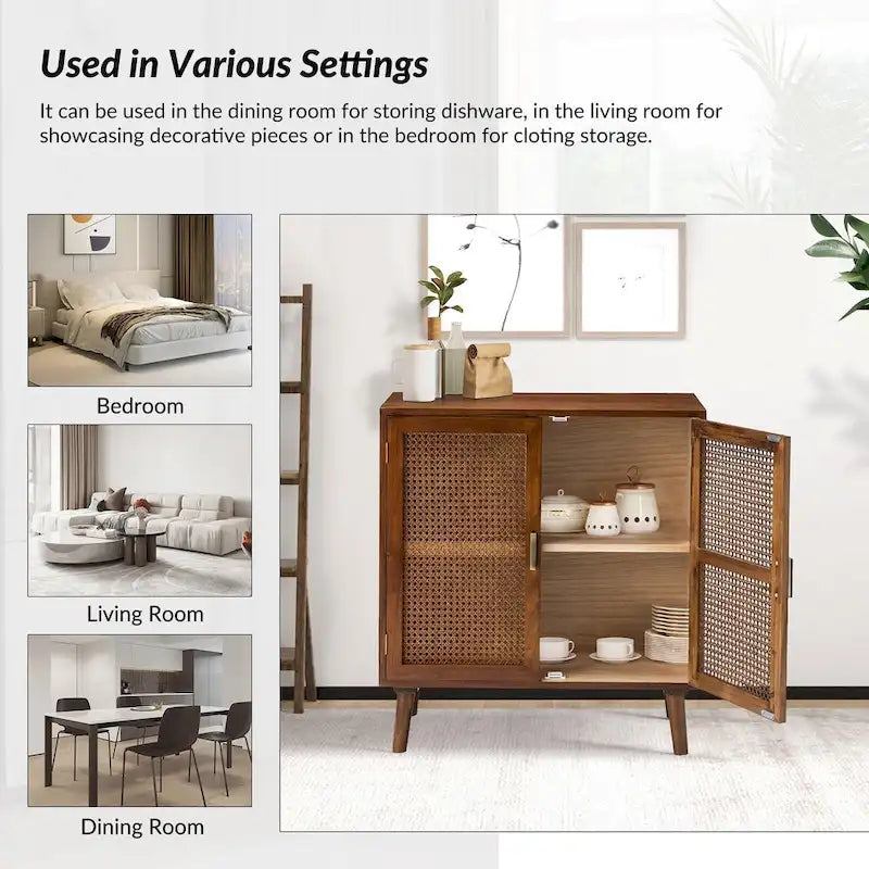 Meuble d'appoint Borsippa à 2 portes avec étagères par HULALA HOME