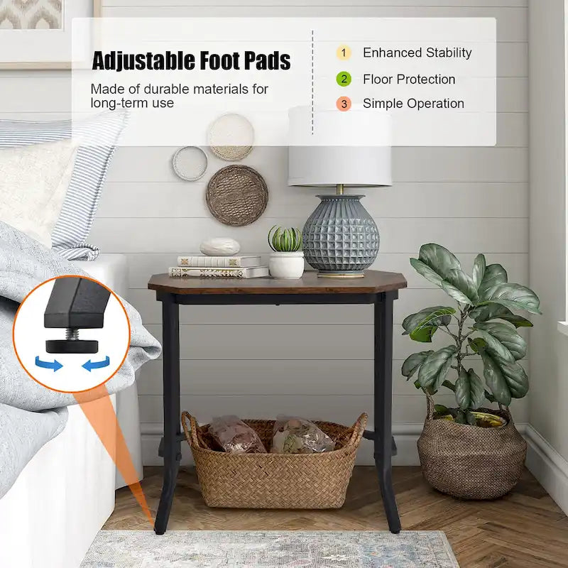 Table d'appoint étroite de style industriel, table de chevet fine avec structure en acier