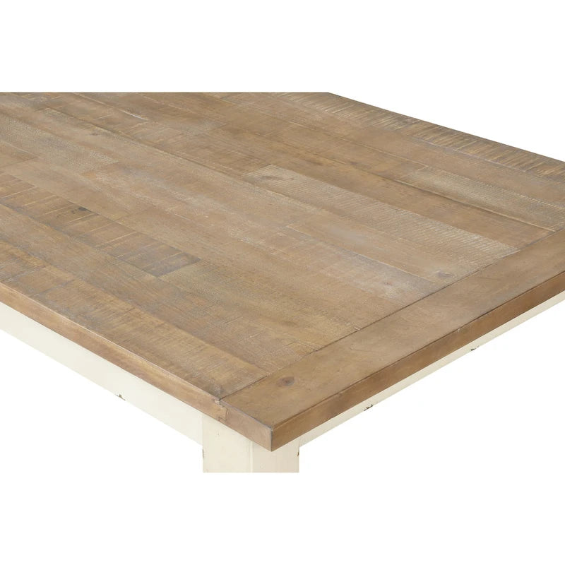 Ensemble de salle à manger 7 pièces Roundhill Furniture Prato avec chaises à dossier croisé, blanc antique et chêne vieilli