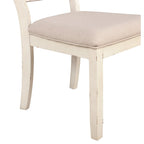 Ensemble de salle à manger 7 pièces Roundhill Furniture Prato avec chaises à dossier croisé, blanc antique et chêne vieilli