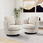 Modern Upholstered Swivel Barrel Chair(Set Of 2)