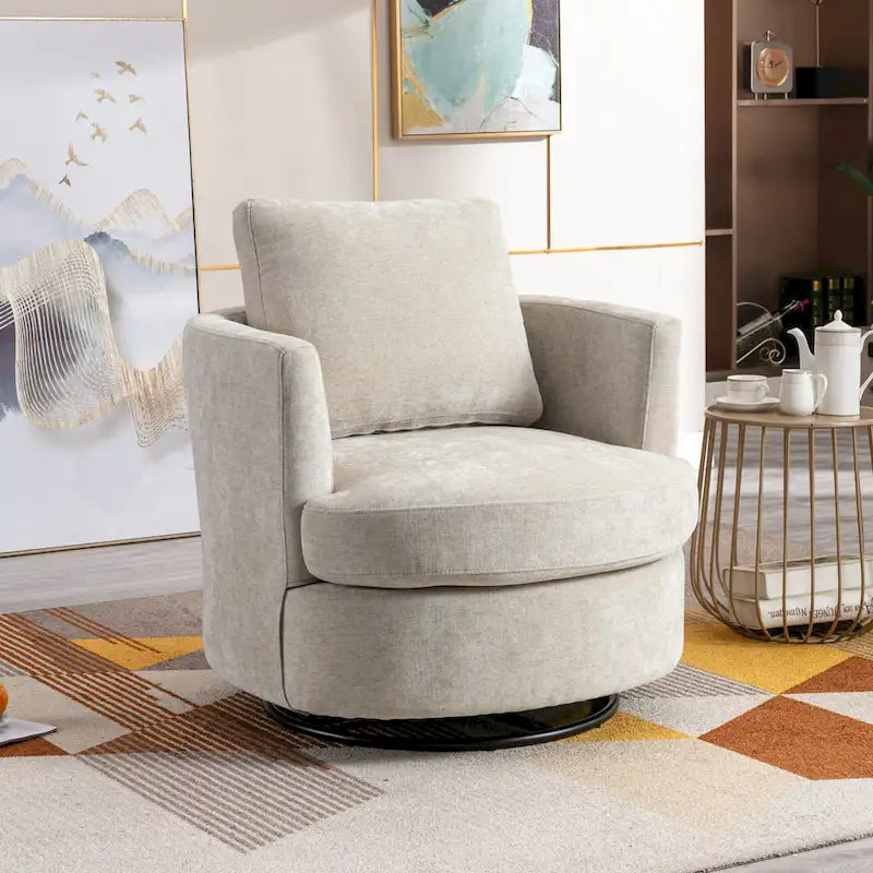 Modern Upholstered Swivel Barrel Chair(Set Of 2)