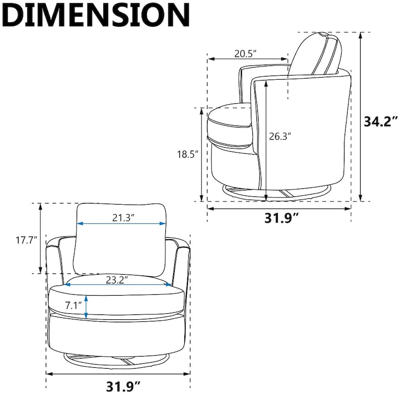 Modern Upholstered Swivel Barrel Chair(Set Of 2)