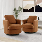 Modern Upholstered Swivel Barrel Chair(Set Of 2)
