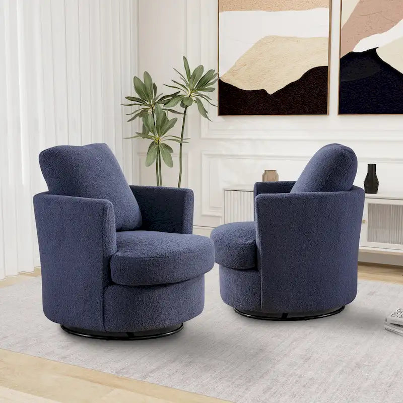 Modern Upholstered Swivel Barrel Chair(Set Of 2)