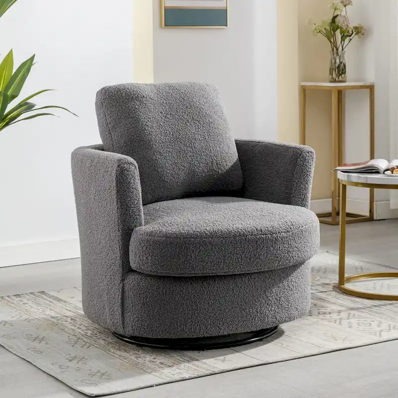 Modern Upholstered Swivel Barrel Chair(Set Of 2)