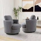 Modern Upholstered Swivel Barrel Chair(Set Of 2)