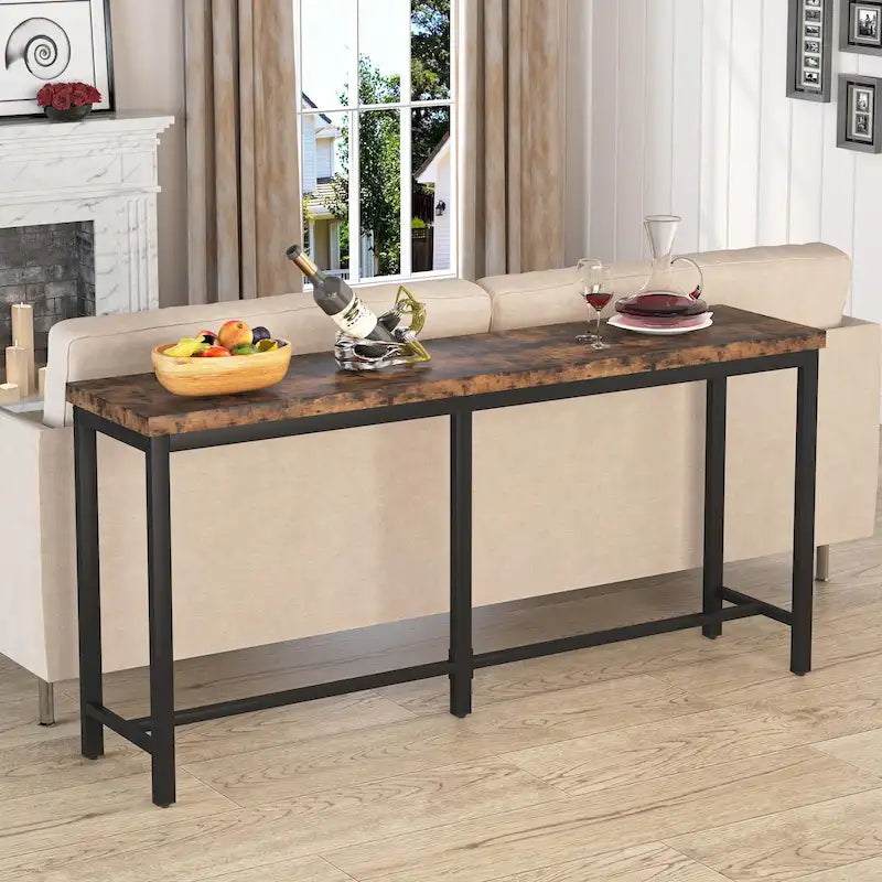 Table console extra longue de 180 cm (70,9 pouces), à placer derrière un canapé ou à utiliser comme table d'entrée ou table de bar.