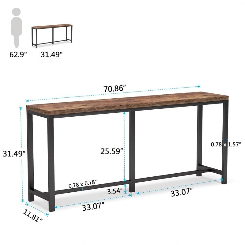 Table console extra longue de 180 cm (70,9 pouces), à placer derrière un canapé ou à utiliser comme table d'entrée ou table de bar.