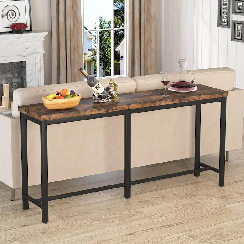 Table console extra longue de 180 cm (70,9 pouces), à placer derrière un canapé ou à utiliser comme table d'entrée ou table de bar.