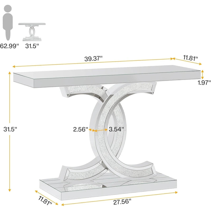 Console, table d'entrée avec pieds géométriques, table basse - 30 cm P x 100 cm L x 80 cm H