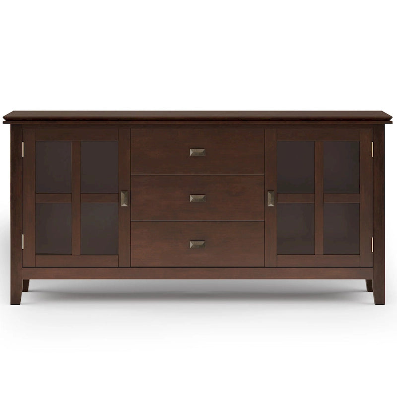 Buffet contemporain WYNDENHALL Stratford en bois massif, 152 cm de large, couleur brun roux - 43 cm de profondeur x 152 cm de largeur x 76 cm de hauteur
