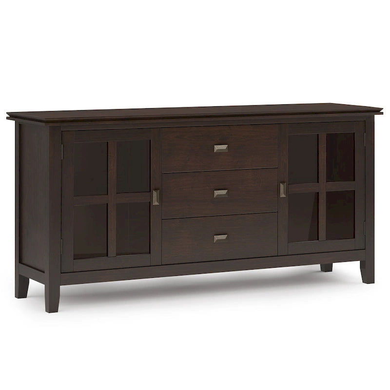 Buffet contemporain WYNDENHALL Stratford en bois massif, 152 cm de large, couleur brun roux - 43 cm de profondeur x 152 cm de largeur x 76 cm de hauteur