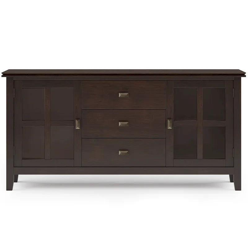 Buffet contemporain WYNDENHALL Stratford en bois massif, 152 cm de large, couleur brun roux - 43 cm de profondeur x 152 cm de largeur x 76 cm de hauteur
