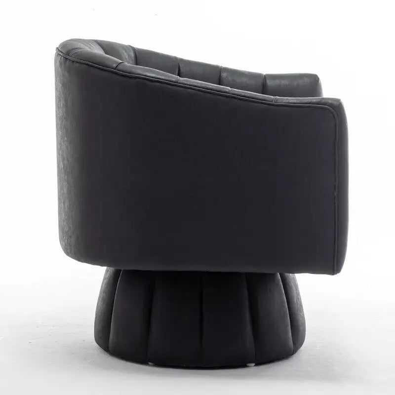 Fauteuil pivotant SEYNAR style milieu du siècle, en cuir PU capitonné, forme tonneau.