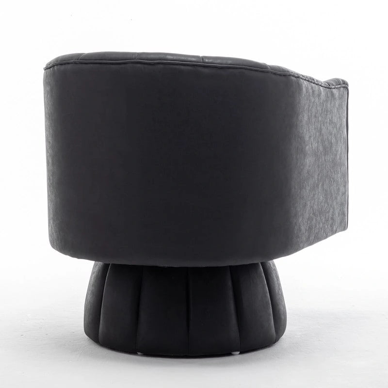 Fauteuil pivotant SEYNAR style milieu du siècle, en cuir PU capitonné, forme tonneau.