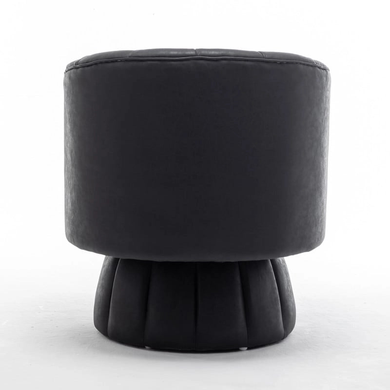 Fauteuil pivotant SEYNAR style milieu du siècle, en cuir PU capitonné, forme tonneau.