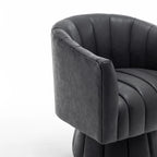 Fauteuil pivotant SEYNAR style milieu du siècle, en cuir PU capitonné, forme tonneau.