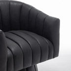 Fauteuil pivotant SEYNAR style milieu du siècle, en cuir PU capitonné, forme tonneau.