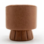 Fauteuil pivotant SEYNAR style milieu du siècle, en cuir PU capitonné, forme tonneau.