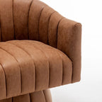 Fauteuil pivotant SEYNAR style milieu du siècle, en cuir PU capitonné, forme tonneau.