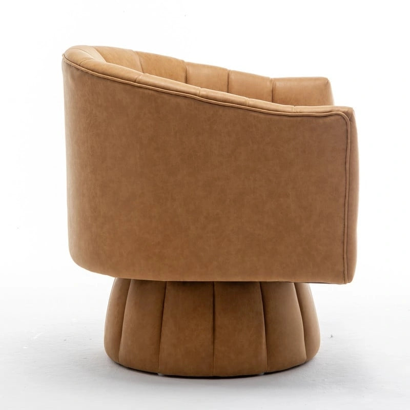 Fauteuil pivotant SEYNAR style milieu du siècle, en cuir PU capitonné, forme tonneau.