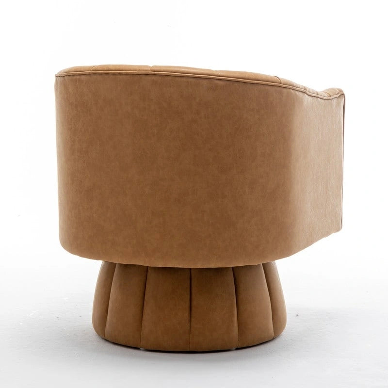 Fauteuil pivotant SEYNAR style milieu du siècle, en cuir PU capitonné, forme tonneau.