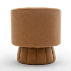 Fauteuil pivotant SEYNAR style milieu du siècle, en cuir PU capitonné, forme tonneau.