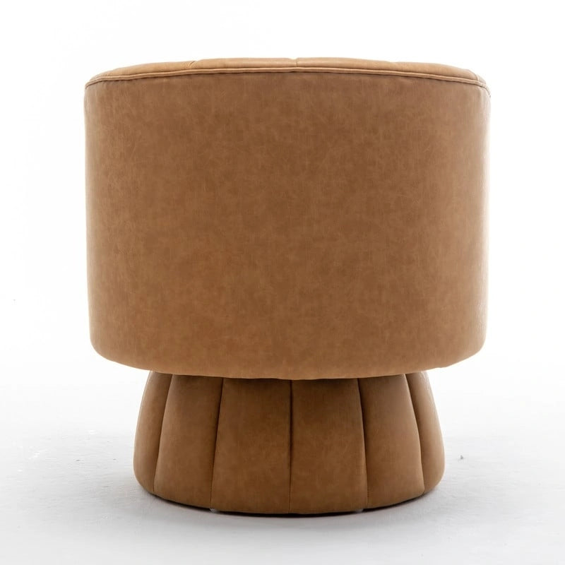 Fauteuil pivotant SEYNAR style milieu du siècle, en cuir PU capitonné, forme tonneau.