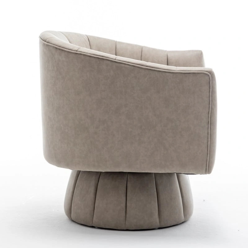 Fauteuil pivotant SEYNAR style milieu du siècle, en cuir PU capitonné, forme tonneau.