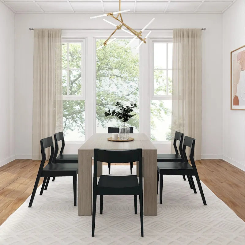 Ensemble table et chaises de salle à manger Plank and Beam 72 en bois massif moderne