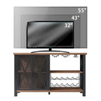 Buffet bar Myhozm avec casier à vin, meuble de rangement moderne pour bar à vin et salle à manger, gris/marron