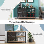 Buffet bar Myhozm avec casier à vin, meuble de rangement moderne pour bar à vin et salle à manger, gris/marron