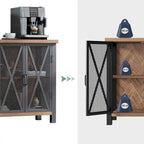 Buffet bar Myhozm avec casier à vin, meuble de rangement moderne pour bar à vin et salle à manger, gris/marron