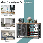 Buffet bar Myhozm avec casier à vin, meuble de rangement moderne pour bar à vin et salle à manger, gris/marron