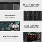 Buffet bar Myhozm avec casier à vin, meuble de rangement moderne pour bar à vin et salle à manger, gris/marron