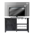 Buffet bar Myhozm avec casier à vin, meuble de rangement moderne pour bar à vin et salle à manger, gris/marron