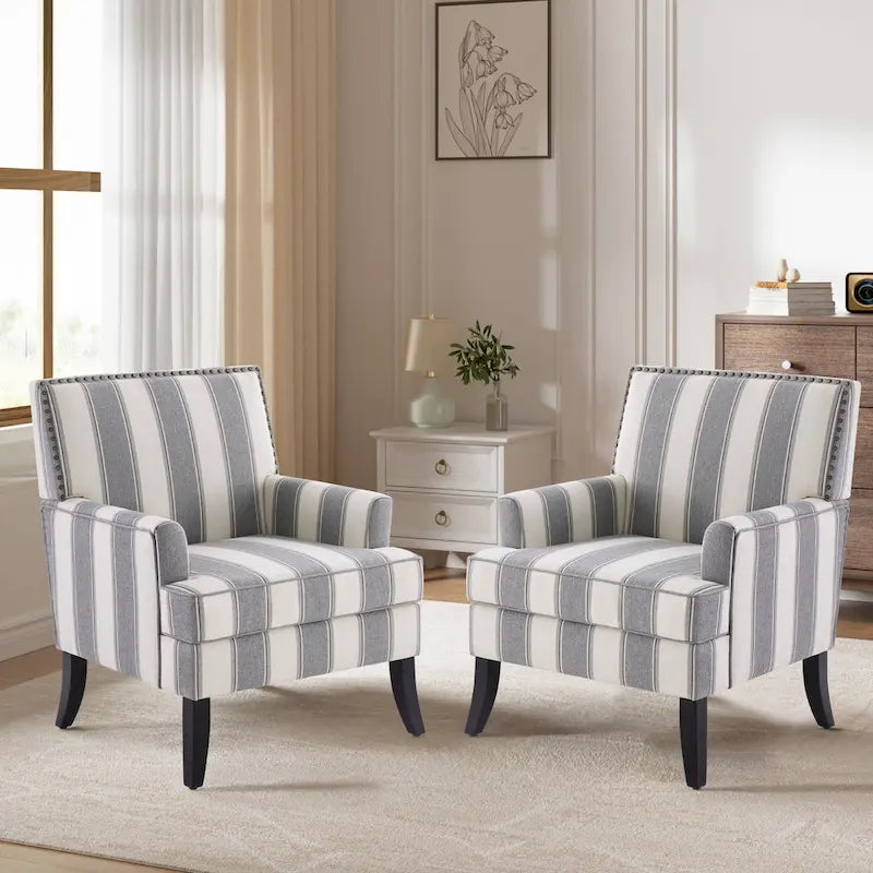 Fauteuils d'appoint avec garniture cloutée, ensemble de 2