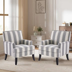 Fauteuils d'appoint avec garniture cloutée, ensemble de 2